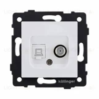 Розетка двойная спутниковая SAT + RJ45 Cat.6, белый матовый Kollinger REA-022WM для Aspekt, Eleganz, Reflex REA-022WM