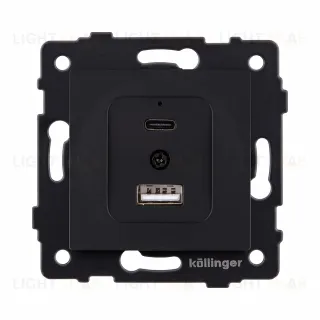 Розетка USB A+C 20W, черный матовый Kollinger REA-037BM для Aspekt, Eleganz, Reflex REA-037BM