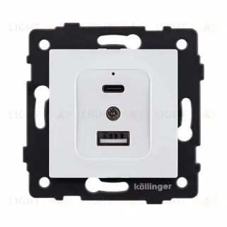Розетка USB A+C 20W, белый Kollinger REA-037WH для Aspekt, Eleganz, Reflex REA-037WH
