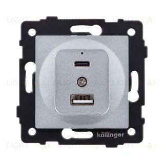 Розетка USB A+C 20W, серый Kollinger REA-037GY для Aspekt, Eleganz, Reflex REA-037GY