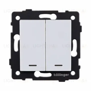 Выключатель 2-клавишный 10А/250В с LED подсветкой, белый Kollinger REA-S-008WH для Aspekt, Eleganz, Reflex REA-S-008WH
