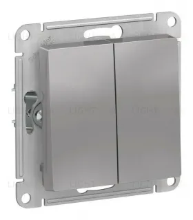 Выключатель 2-клавишный, IP44, сх.5, 10АХ, механизм Systeme Electric AtlasDesign Aqua Алюминий ATN440351 ATN440351