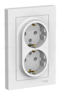 Розетка двойная с/з, 16А, в сборе Systeme Electric AtlasDesign Лотос ATN001324 ATN001324