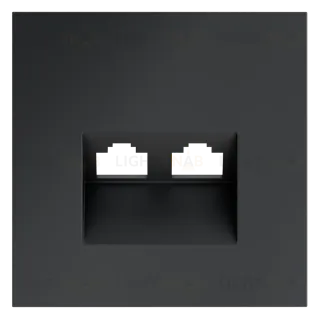 Накладка для розетки компьютерной двойной RJ45+RJ45 кат.6 Voltum S70 (графит) VLS001407 VLS001407