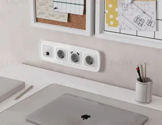 Комплект механизма компьютерной розетки Ambrella Volt RJ-45 (8P8C) CAT6A экранированной с автоматической защитной шторкой OMEGA MO412005 Серебро глянец QUANT (OP4120, VM185) MO412005