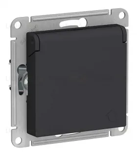 Розетка с/з, со шторками, с крышкой, 16А Systeme Electric AtlasDesign Карбон ATN001046 ATN001046