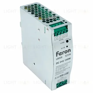 Трансформатор электронный на DIN-рейку Feron LB008 150W 24V IP20 52136 52136