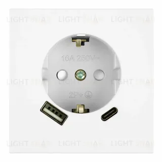 Розетка 1-местная 16А + USB + Type C (механизм) Stekker 250В 20W Мия RST16-3119-01 50438 50438