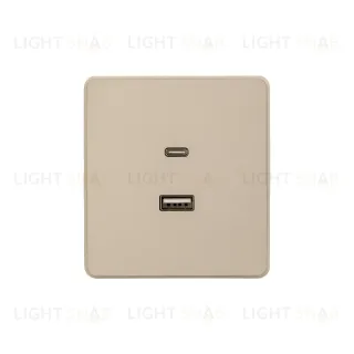 Розетка ROUND USB-A+Type-C 3А с функцией быстрой зарядки шелк KRANZ KR-78-0734-7 KR-78-0734-7