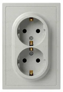 Розетка Эра Galaxy 15-2104-03 с заземлением двойная 2X2P+E Schuko 16А-250В IP20 алюминий Б0070681 Б0070681