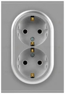 Розетка Эра Arktik 16-2104-03 двойная с заземлением 2X2P+E Schuko 16А-250В алюминий Б0070446 Б0070446