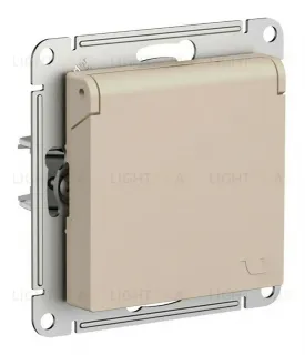 Розетка с/з со шторками с крышкой, 16А, IP20, механизм Systeme Electric AtlasDesign Песочный ATN001246 ATN001246