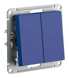 Выключатель 2-клавишный, сх.5, 10АХ, механизм Systeme Electric AtlasDesign Аквамарин ATN001151 ATN001151