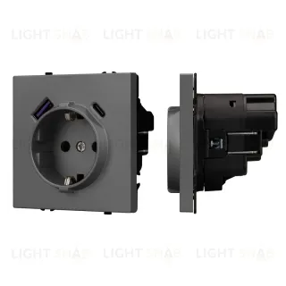 Розетка зк со шторками с USB тип А+С софт-тач серый базальт Arlight SCT-MUAC-SFPL-GR (250V, 16A) 054287(1) 054287(1)