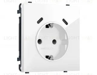 Комплект механизма электрической розетки SIGMA Белый глянец 2USB С+C 20W Ambrella Volt MS110510 (SP1105, PR165) MS110510