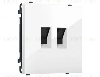 Комплект механизма компьютерной двойной розетки SIGMA Белый глянец RJ-45 Ambrella Volt MS112110 (SP1121, PR189) MS112110