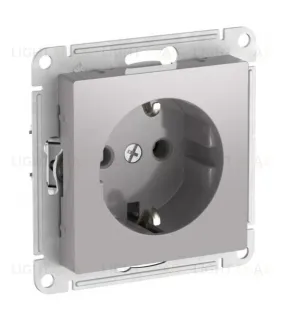 Розетка с заземлением, 16А, мех., быстрозажим. клем. Systeme Electric AtlasDesign Алюминий ATN000343S ATN000343S