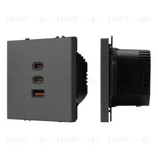 Механизм розетки с быстрой USB зарядкой Arlight SCT-NOBE-MUACC-SFPL-FC-GR (65W, QC3) 061837 061837