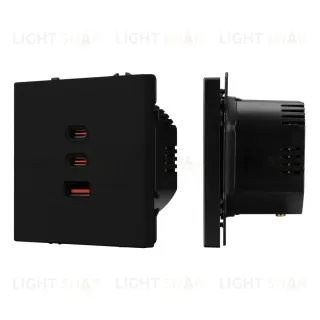 Механизм розетки с быстрой USB зарядкой Arlight SCT-NOBE-MUACC-SFPL-FC-BK (65W, QC3) 061834 061834