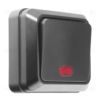 Выключатель 1-кл. открытой установки с подсветкой IP20 10А, черный General Альфа 477049 477049
