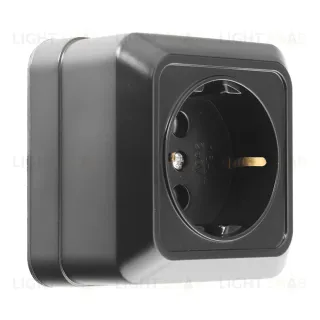 Розетка 2П+3 открытой установки IP20 16А 250В (керамика) черная General Альфа 477055 477055