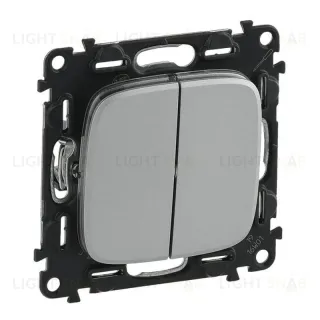 Выключатель двухклавишный Legrand Valena Allure 10A 250V алюминий 752905 752905