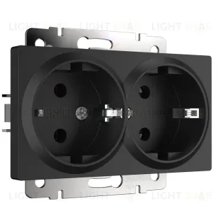 Розетка Werkel двойная с заземлением черный матовый W1172008 4690389156922 4690389156922