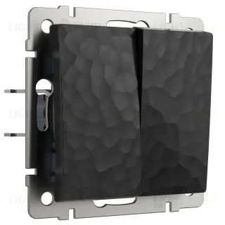 Выключатель Werkel Hammer двухклавишный проходной черный W1222008 4690389162473 4690389162473