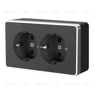 Розетка двойная с заземлением Werkel Gallant черный/хром W5072135 4690389164705 4690389164705