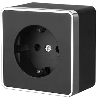 Розетка с заземлением Werkel Gallant черный/хром W5071035 4690389164514 4690389164514