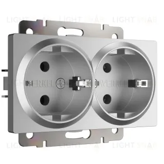 Розетка двойная с заземлением Werkel серебряный W1172006 4690389156465 4690389156465