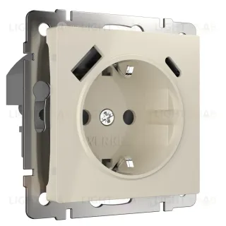 Розетка Werkel с быстрой зарядкой USB Type A+С слоновая кость W1171703 4690389176425 4690389176425