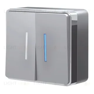 Выключатель двухклавишный с подсветкой Werkel Gallant серебряный W5020106 4690389167119 4690389167119