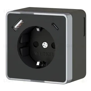Розетка с заземлением, шторками и USB тип A+C Werkel Gallant W5071735 4690389179655 a057702 4690389179655