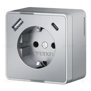 Розетка с заземлением, шторками и USB тип A+C Werkel Gallant W5071706 4690389179624 a057701 4690389179624
