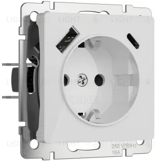 Розетка с заземлением, шторками и USB тип A+C Werkel 4690389197345 W1171741 a064014 4690389197345