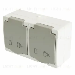 Розетка двухместная с крышкой Stekker PST16-22-54 Велена 49730 49730