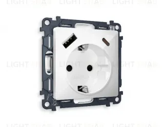 Комплект механизма розетки 2USB A+C 20W (быстрая зарядка) с/з Ambrella Volt Alfa MA110010 MA110010