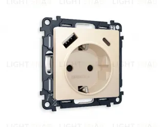 Комплект механизма розетки 2USB A+C 20W (быстрая зарядка) с/з Ambrella Volt Alfa MA330010 MA330010