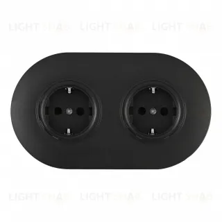 Круглая розетка двойная (двухпостовая) с/з и шторками Arte Milano SET08-2-40-1x2 black SET08-2-40-1x2 black