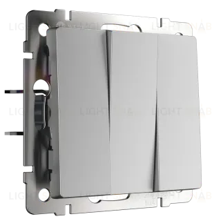 Выключатель трехклавишный Werkel (серебряный) W1130006 4690389164866 a050876 4690389164866