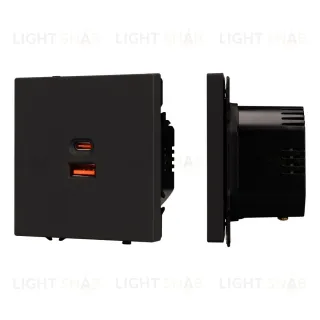 USB Розетка тип A+C софт-тач черный оникс Arlight SCT-MUAC-SFPL-FC-BK (65W, QC3) 054317(1) 054317(1)