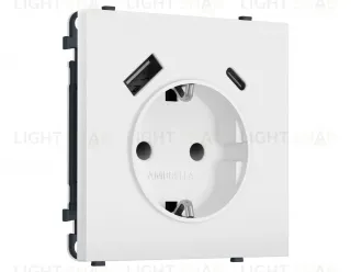 Комплект механизма электрической розетки SIGMA Белый матовый 2USB A+C 20W Ambrella Volt MS130010 (SP1300, PR160) MS130010