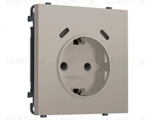 Комплект механизма электрической розетки SIGMA Серо-бежевый матовый 2USB С+C 20W Ambrella Volt MS370510 (SP3705, PR165) MS370510