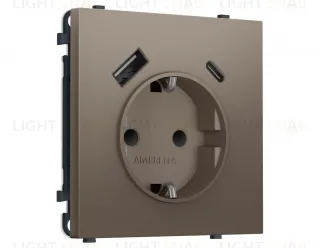 Комплект механизма электрической розетки SIGMA Темная бронза матовый 2USB A+C 20W Ambrella Volt MS640010 (SP6400, PR160) MS640010