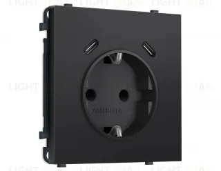 Комплект механизма электрической розетки SIGMA Черный матовый 2USB С+C 20W Ambrella Volt MS810510 (SP8105, PR165) MS810510