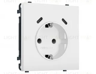 Комплект механизма электрической розетки SIGMA Белый мягкое касание 2USB С+C 20W Ambrella Volt MS830510 (SP8305, PR165) MS830510