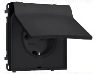 Комплект механизма электрической розетки SIGMA Черный Мягкое касание 50Hz 2P+E с/з с/ш и крышкой IP44 16A-250V QUANT PRO Ambrella Volt MS988010 (SP9880, PR141) MS988010