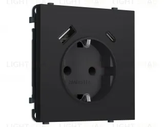 Комплект механизма электрической розетки SIGMA Черный Мягкое касание 2USB A+C 20W Ambrella Volt MS990010 (SP9900, PR160) MS990010