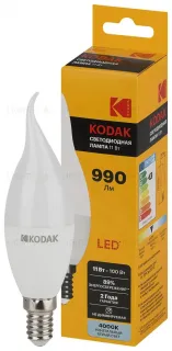 Лампа светодиодная Kodak LED BXS-11W-840-E14 K 11Вт свеча на ветру нейтральный белый свет Е14 Б0057636 Б0057636
